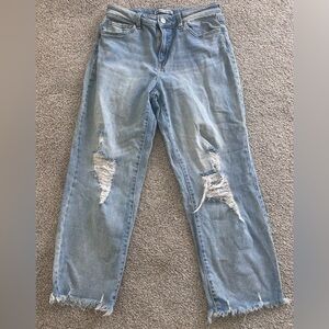 SO High Rise Straight Distressed Frayed Bottom